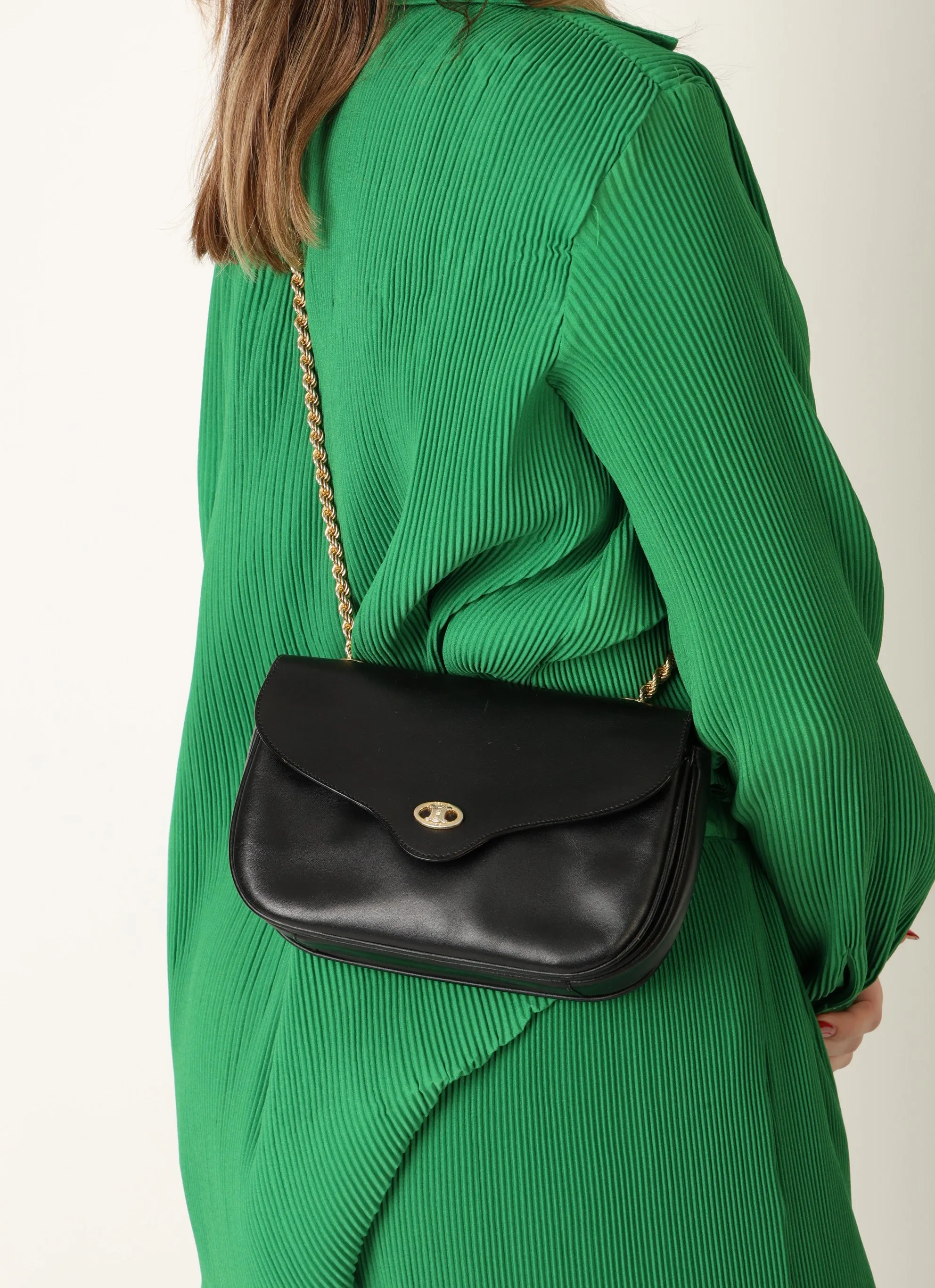 Celine Boxcalf Chain Shoulder Bag