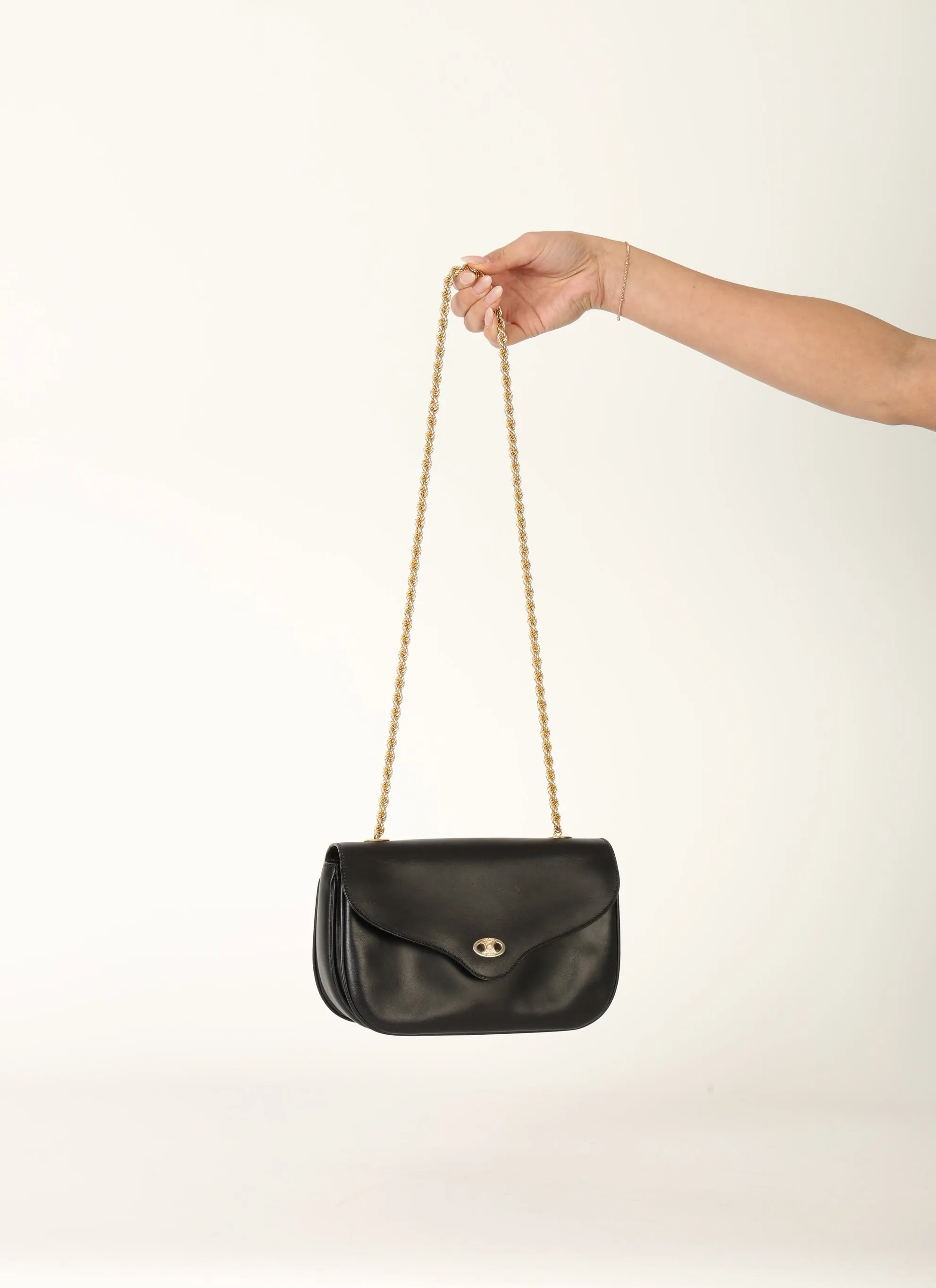 Celine Boxcalf Chain Shoulder Bag