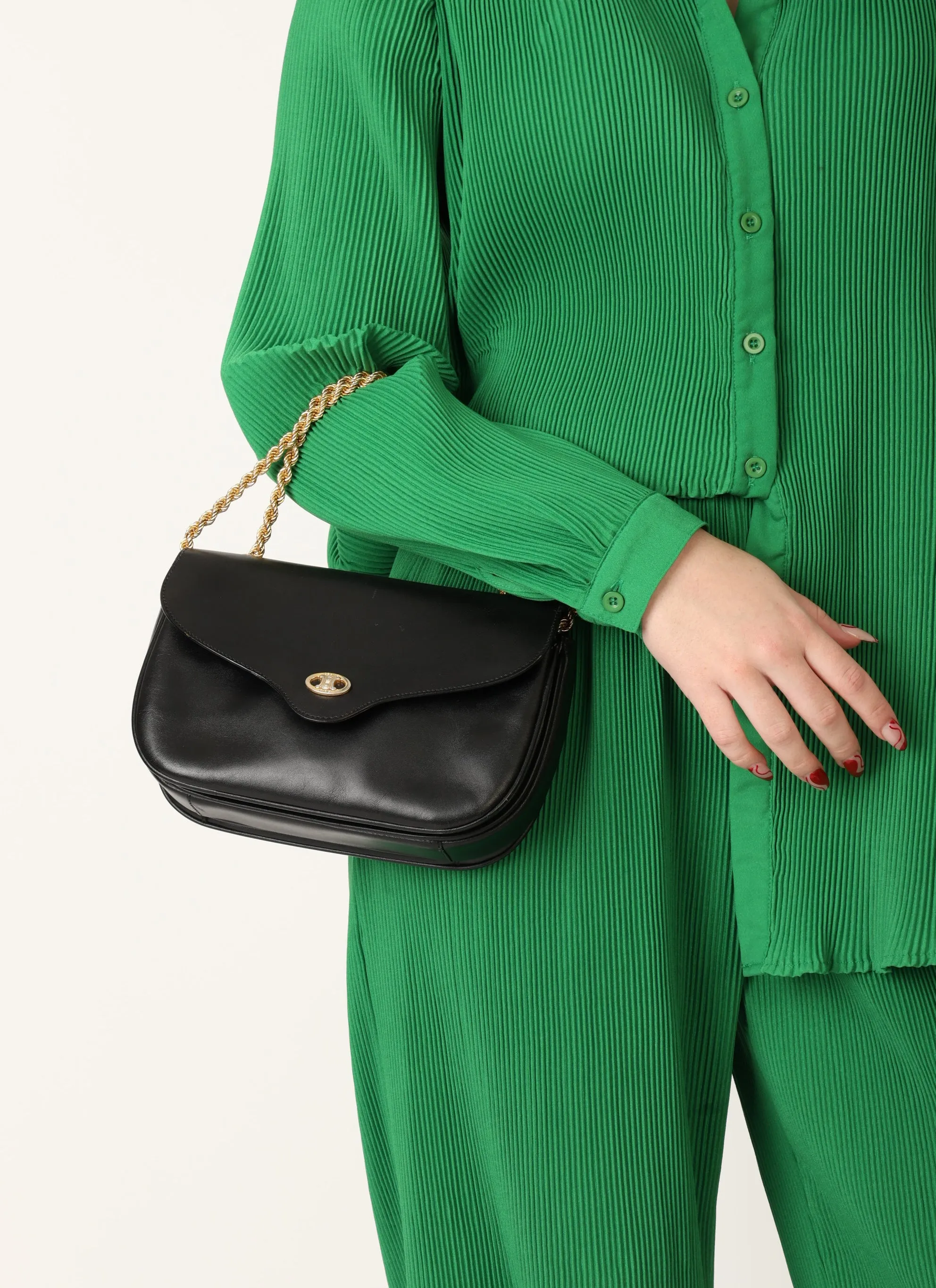 Celine Boxcalf Chain Shoulder Bag