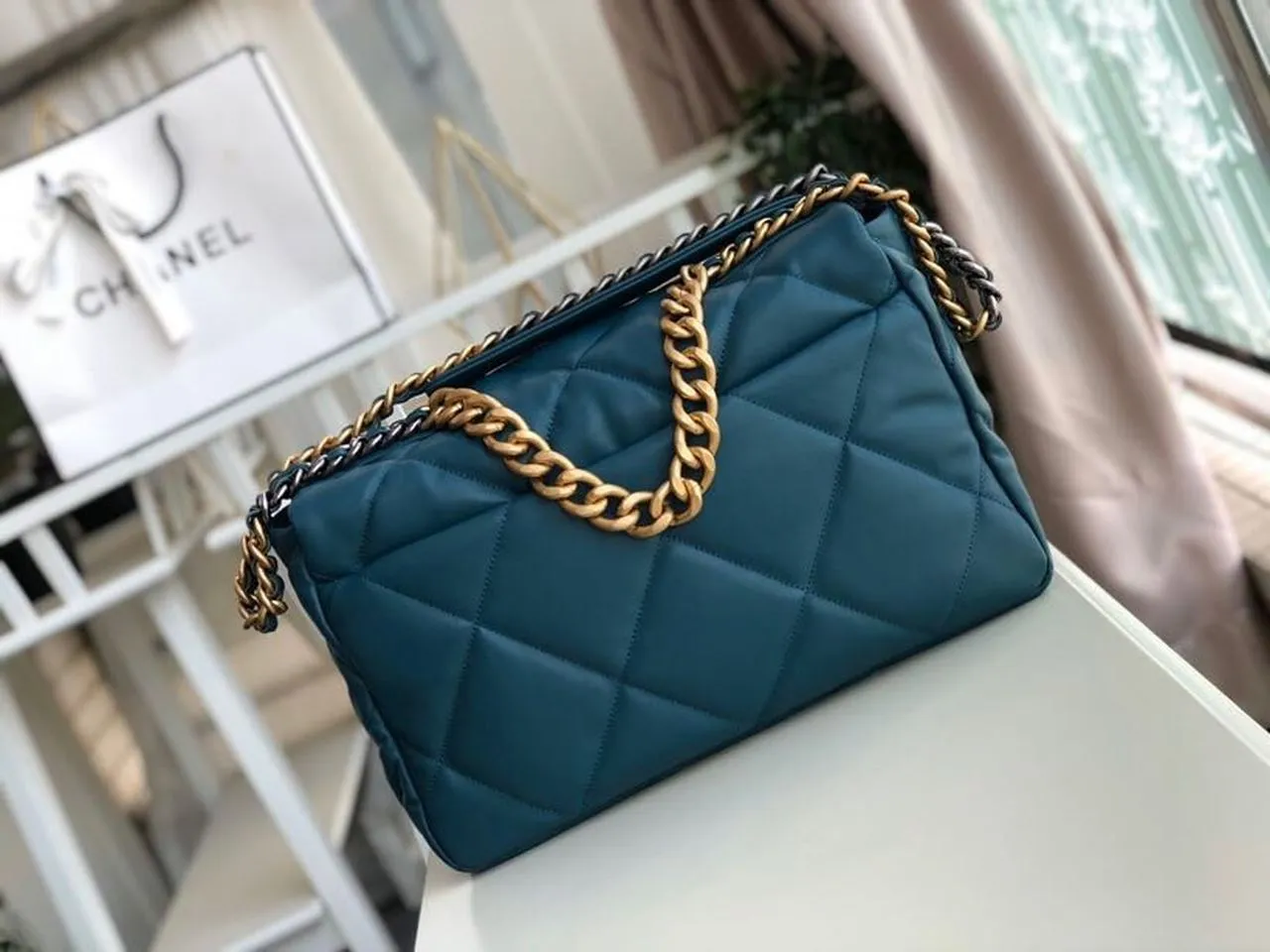 CHL 19 Maxi Handbag Teal For Women, Women&#8217;s Bags, Shoulder And Crossbody Bags 14in/36cm AS1162