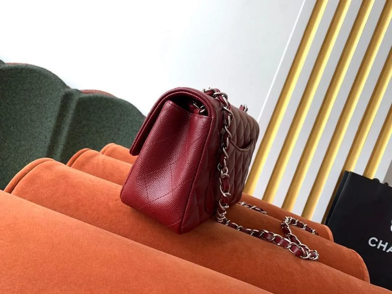 CHL Classic HandBag Silver Hardware Burgundy For Women 7.8in/20cm