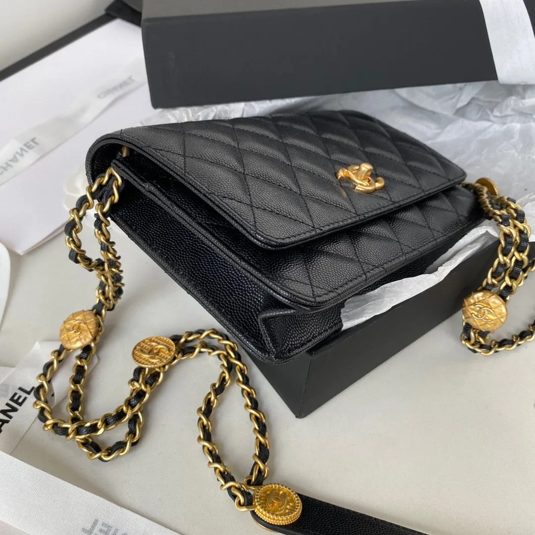 CHL Clutch With Chain Gold Hardware Black For Women, Women&#8217;s Handbags, Shoulder Bags 7.1in/18cm AP2860