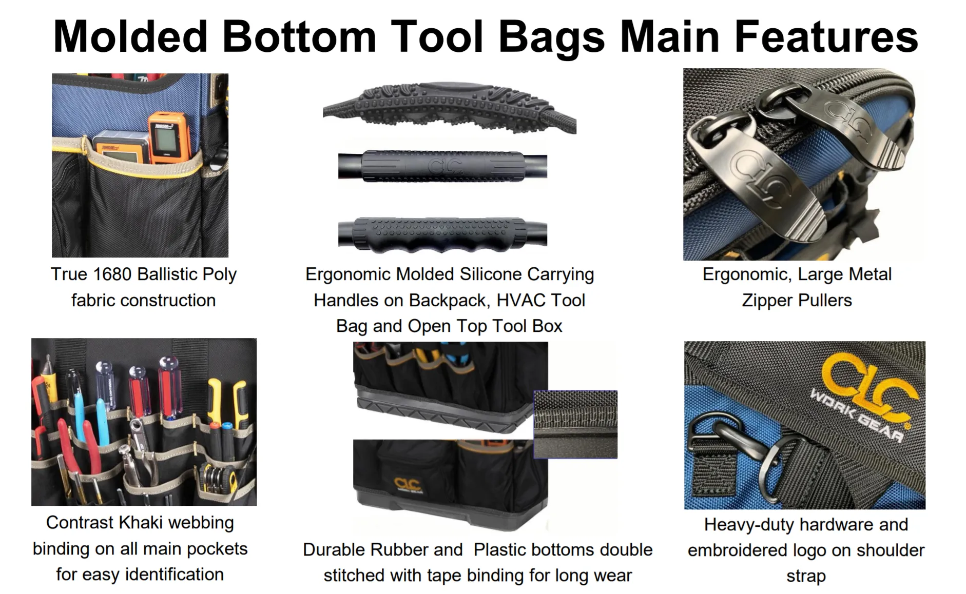 CLC PB1133 Molded Rubber Bottom Tool Backpack