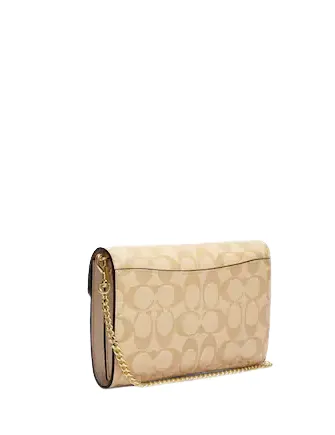 Coach Envelope Clutch Crossbody In Signature Canvas With Floral Applique