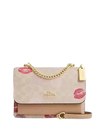 Coach Klare Crossbody Bag In Signature Canvas With Lips Print