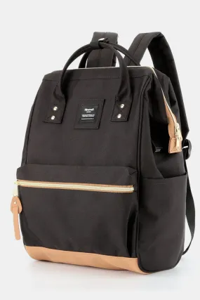 Contrast Waterproof Canvas Backpack Bag with Side Pockets