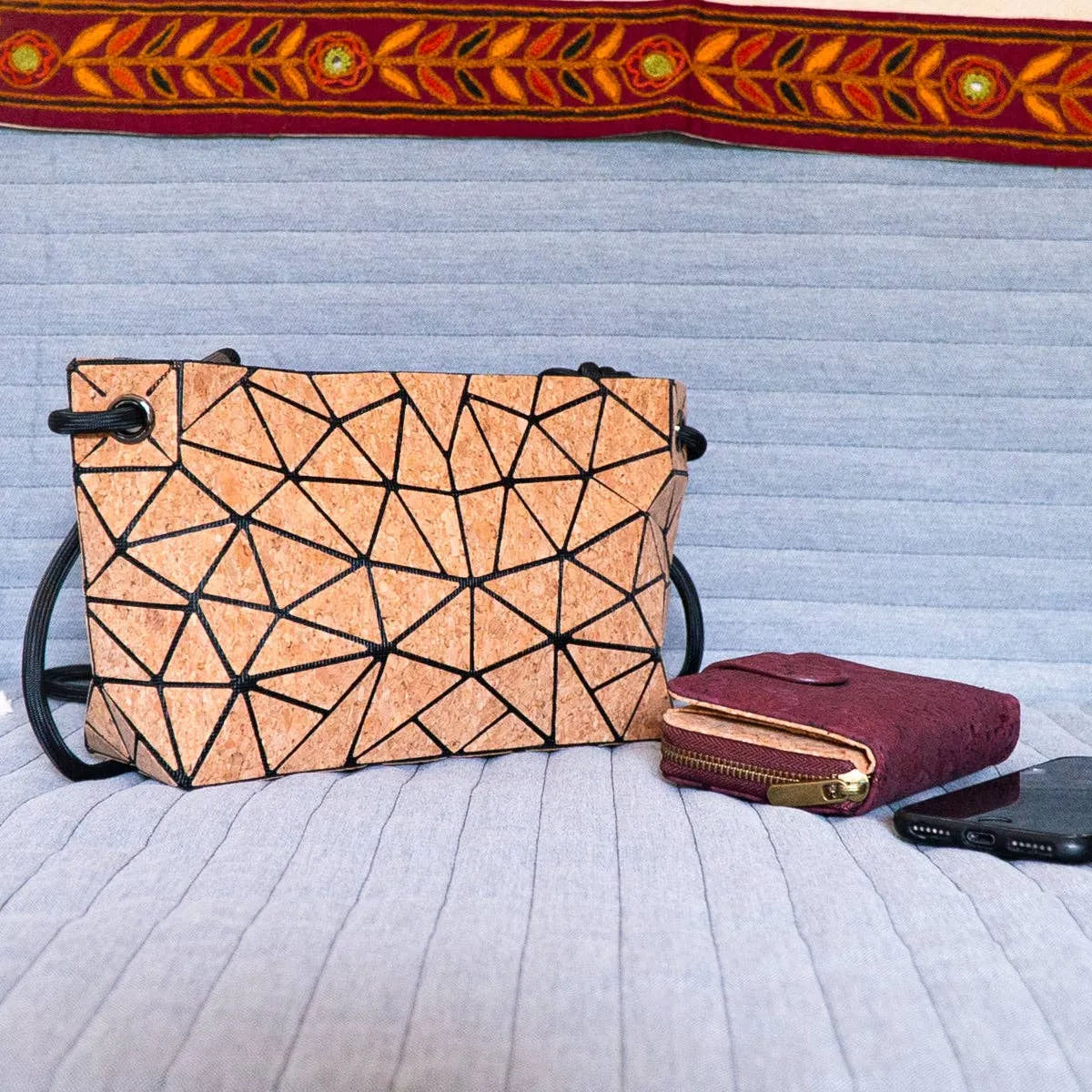 Cork Irregular Geometric Pattern Women's Crossbody BAG-2263