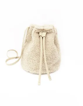 Cream Shearling Bucket Bag