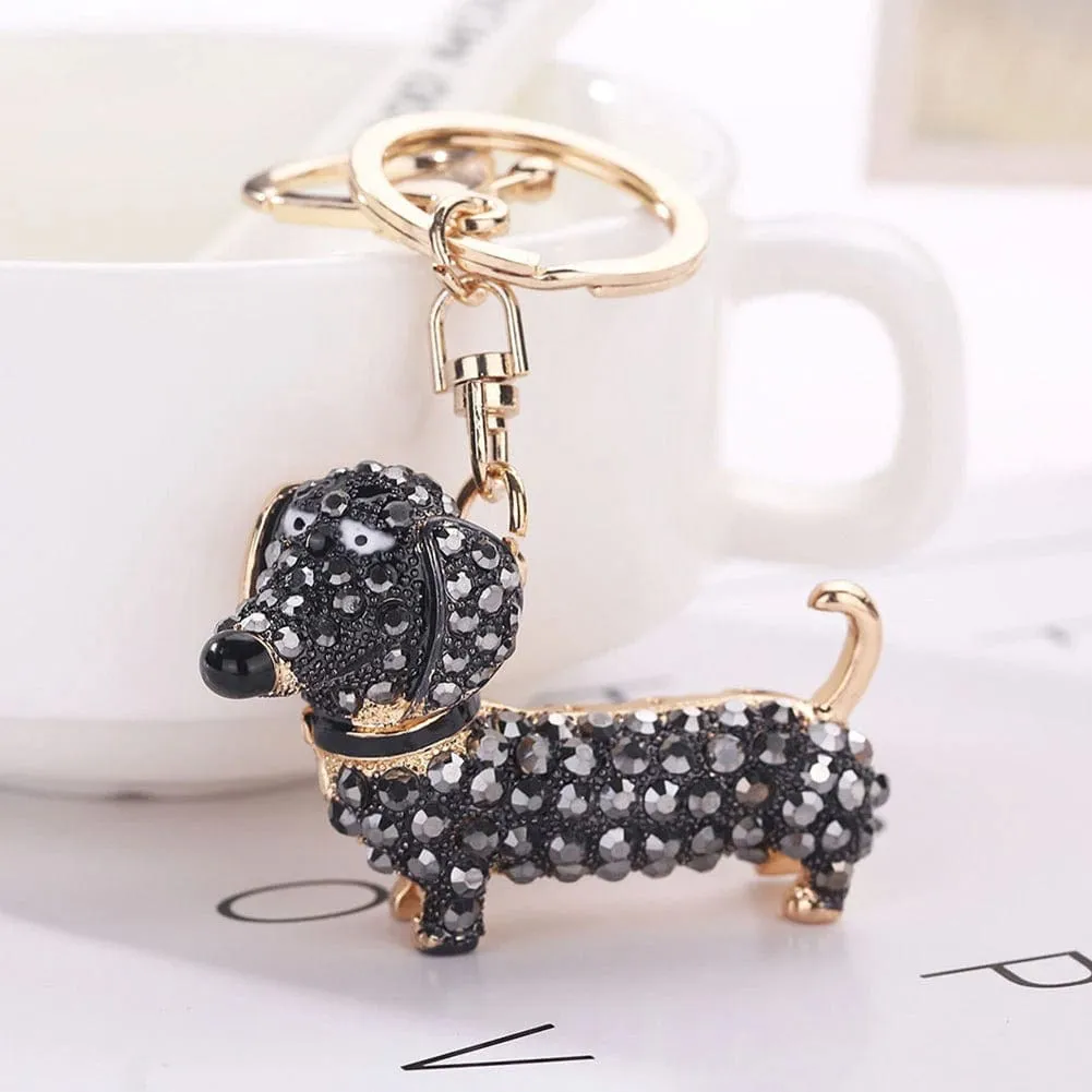 Crystal Dachshund Key Ring