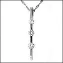 Cubic Zirconia Cz .50 TCW Round 3 Stone Channel Drop Pendant