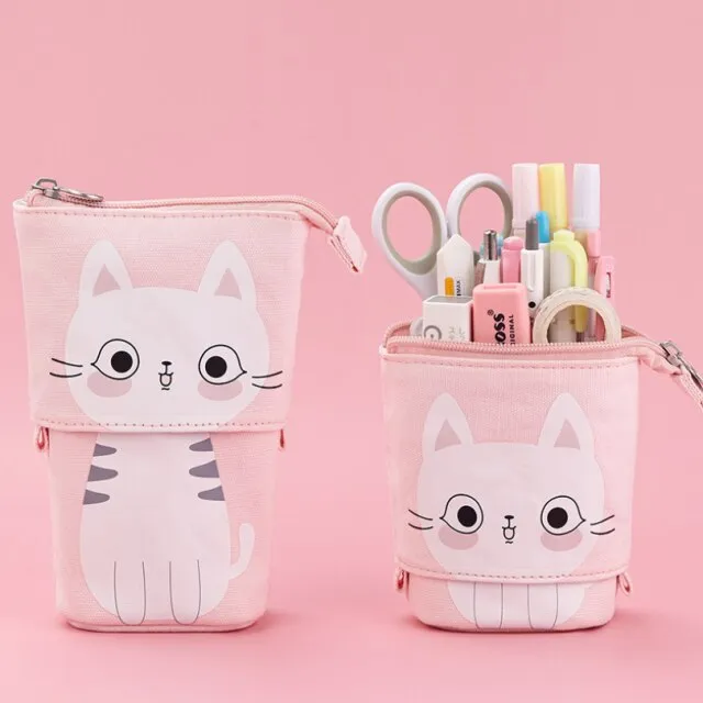 Cute Pencil Case | Telescopic Standing pencil case | School Pencil Holder Bag