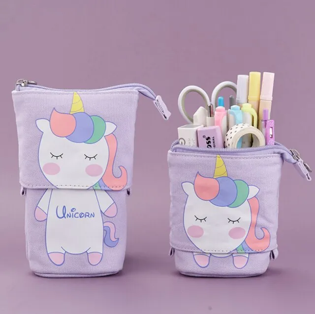 Cute Pencil Case | Telescopic Standing pencil case | School Pencil Holder Bag