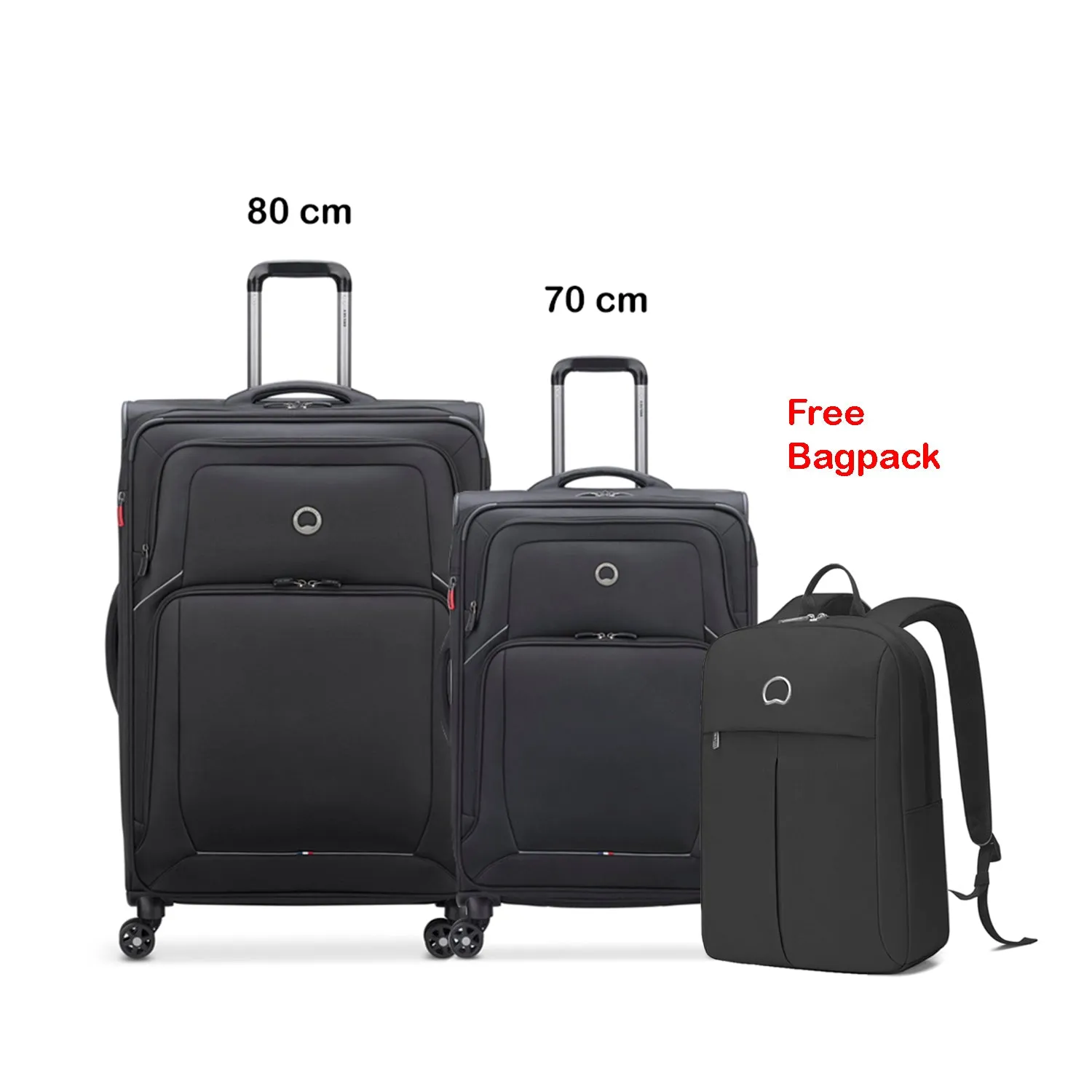 Delsey Optimax Lite 2Piece Luggage Trolley Set    Free Delsey Agreable Backpack