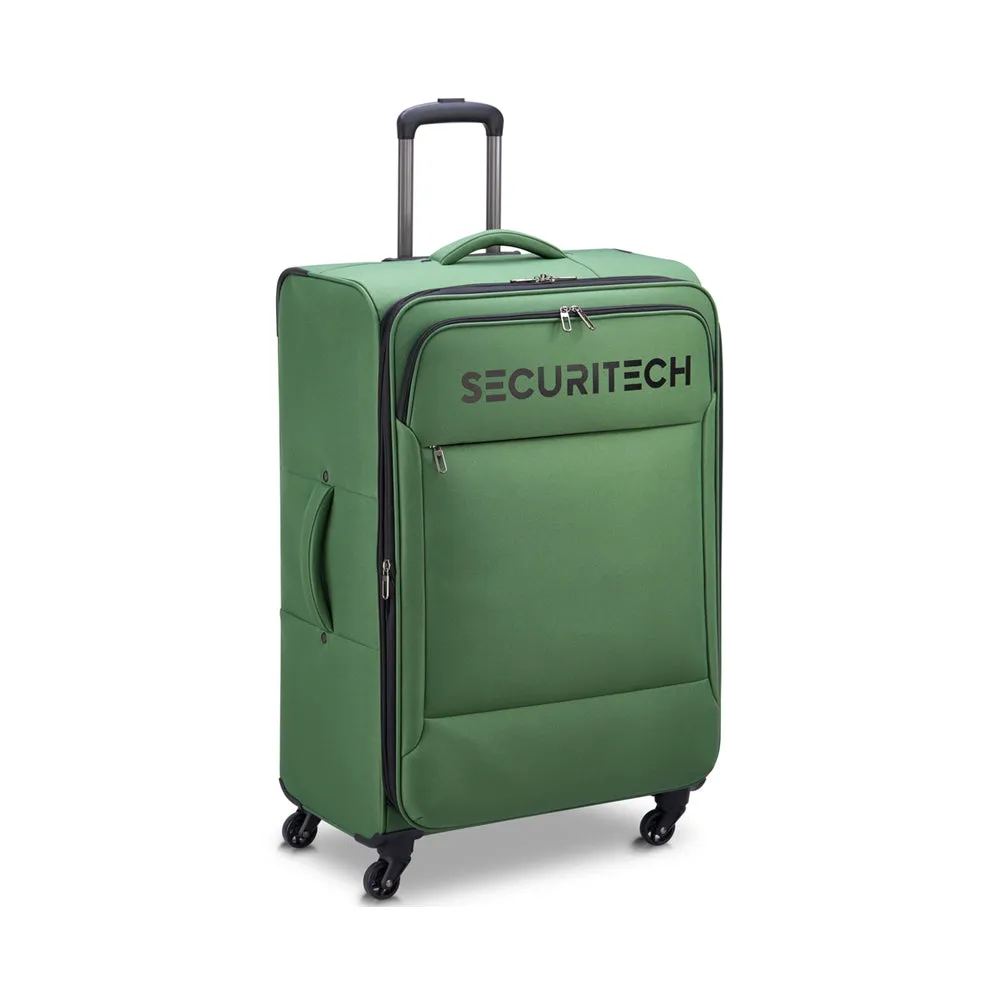 Delsey Paris Securitech Vanguard DY40038 76cm 4 Double Wheels Expandable Cabin Soft Trolley Case - Green