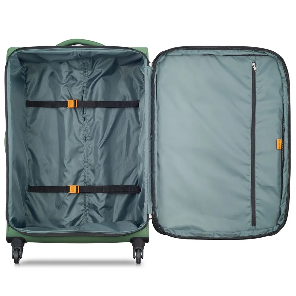 Delsey Paris Securitech Vanguard DY40038 76cm 4 Double Wheels Expandable Cabin Soft Trolley Case - Green