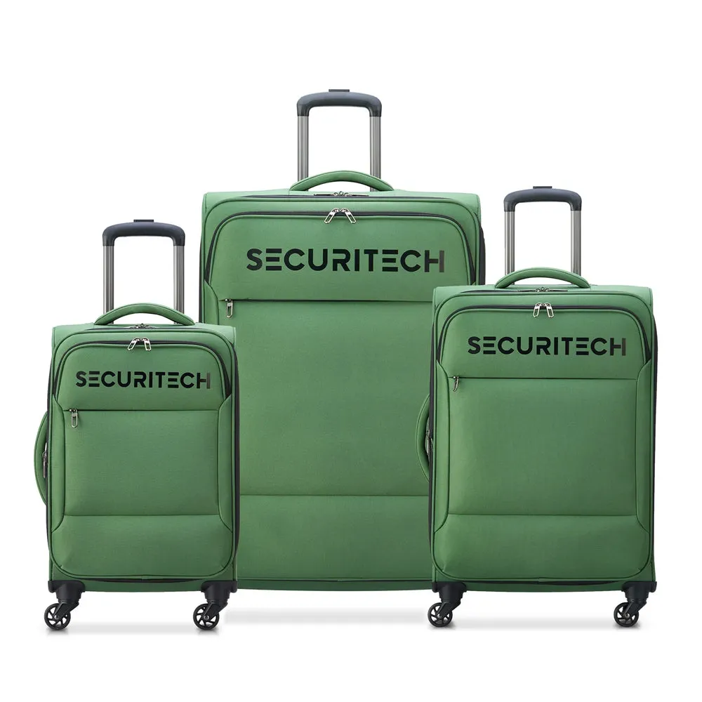 Delsey Paris Securitech Vanguard DY40038 76cm 4 Double Wheels Expandable Cabin Soft Trolley Case - Green