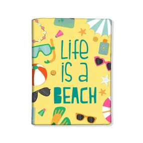 Designer Passport Cover - Life Is a Beach Blue Yellow