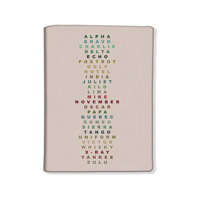 Designer Passport Cover -  Phonetic Alphabet Table