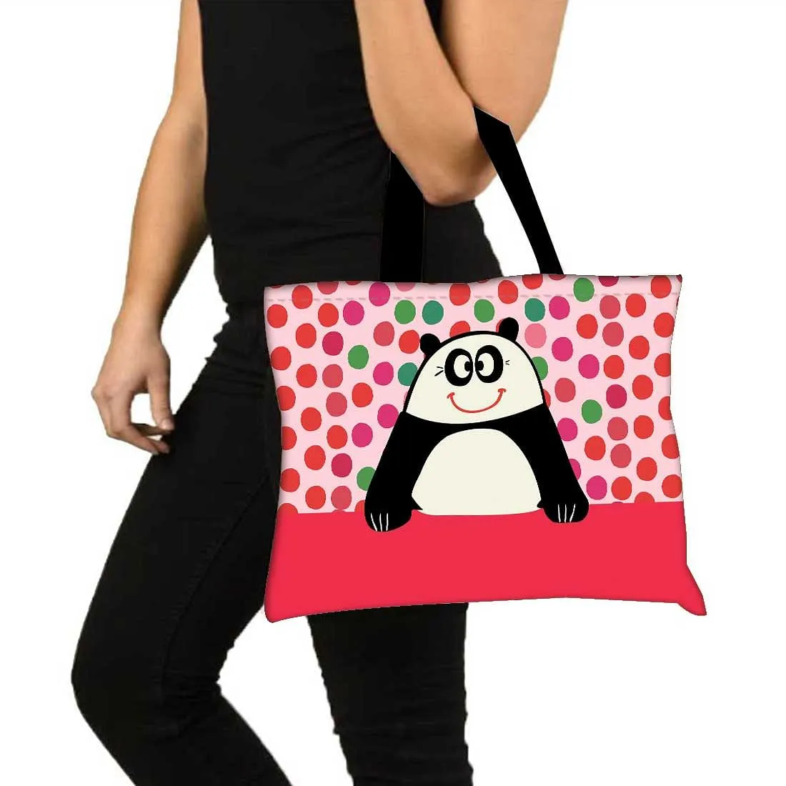 Designer Tote Bag With Zip Beach Gym Travel Bags -  Cute Panda