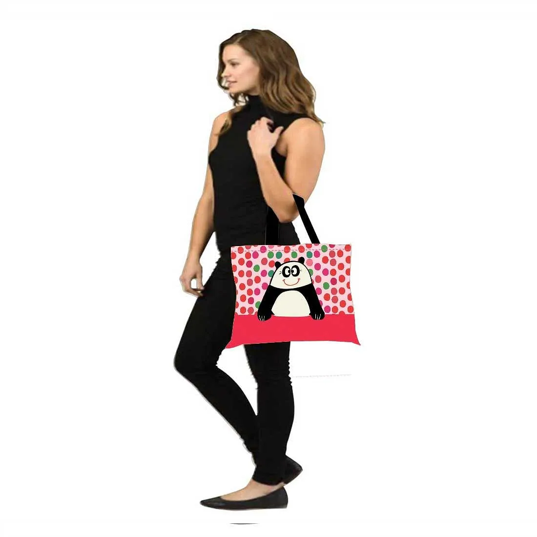 Designer Tote Bag With Zip Beach Gym Travel Bags -  Cute Panda