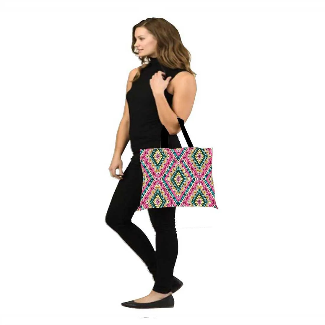 Designer Tote Bag With Zip Beach Gym Travel Bags -  Ethnic Collection