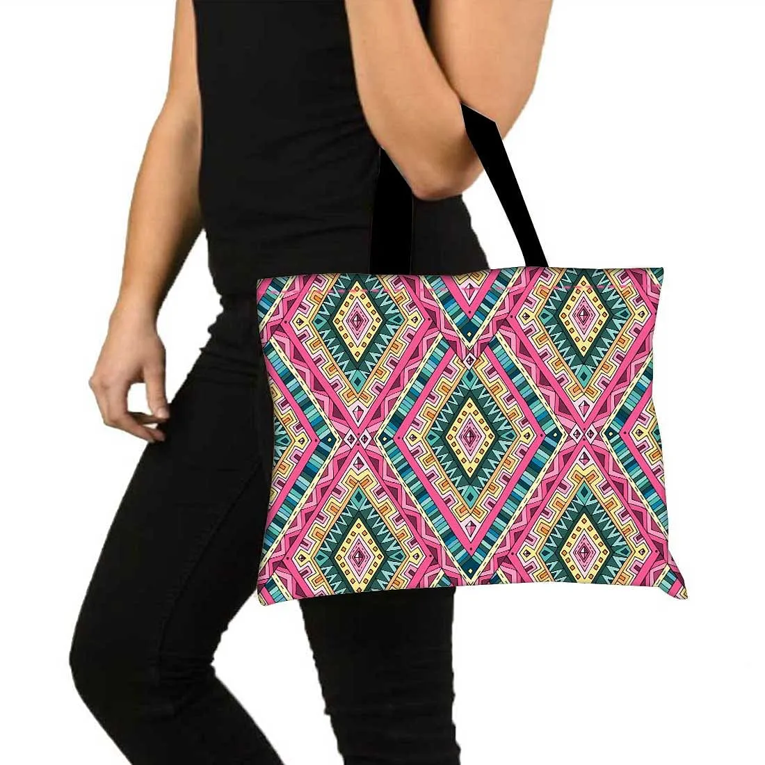 Designer Tote Bag With Zip Beach Gym Travel Bags -  Ethnic Collection