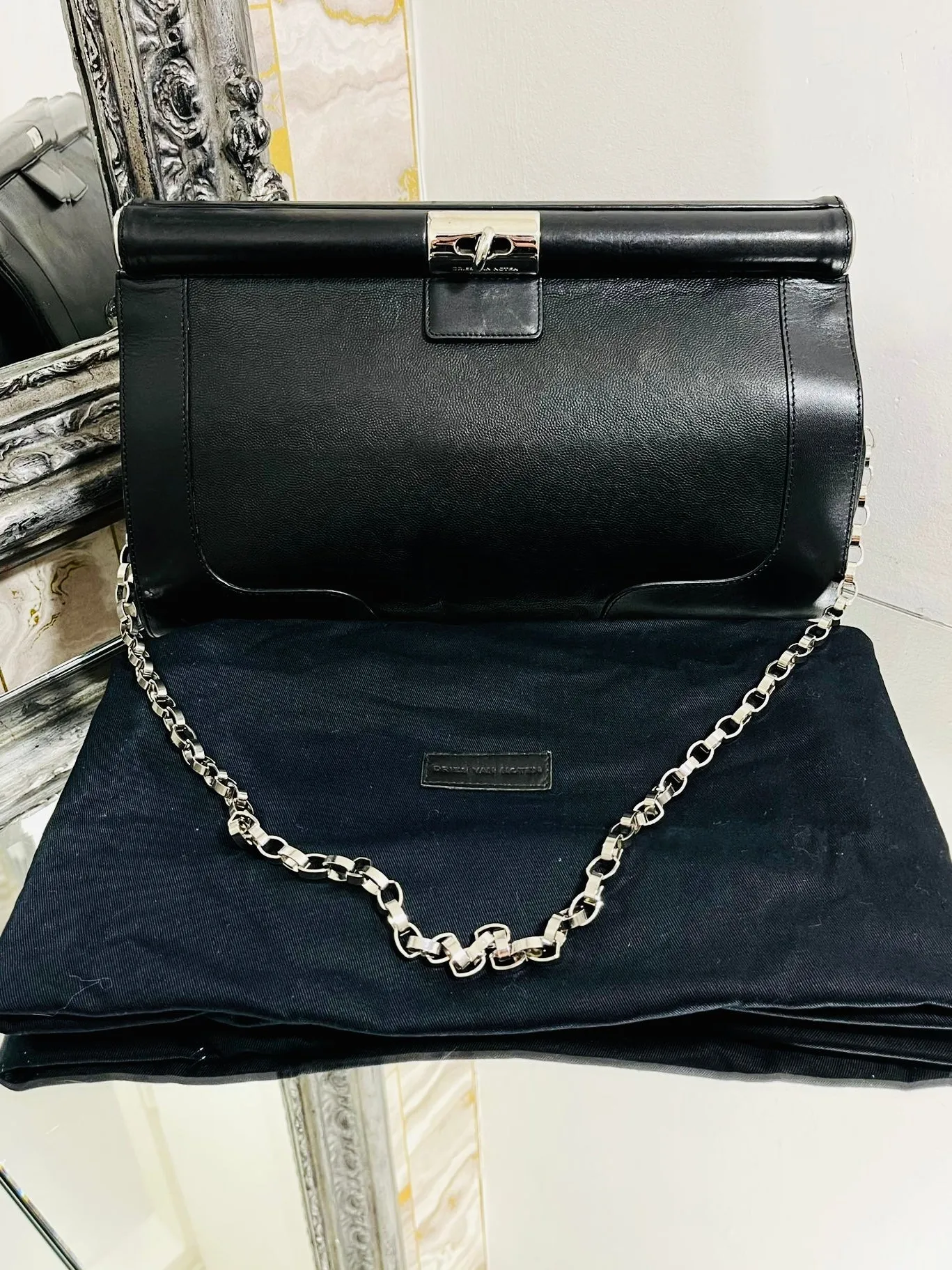 Dries Van Noten Leather Bag With Chain Strap