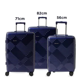 Echolac Extravagant 56 71 82cm Hardcase Expandable 4 Double Wheel 3Pc Luggage Trolley Set bLUE - CTH0062 S- 3PC SET Blue