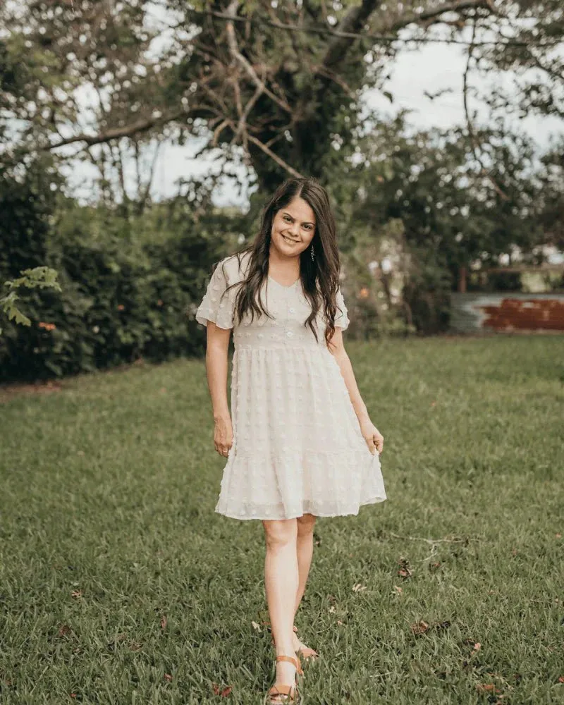 Eden Short Sleeve Dot Dress - Ivory by Bailey's Blossoms