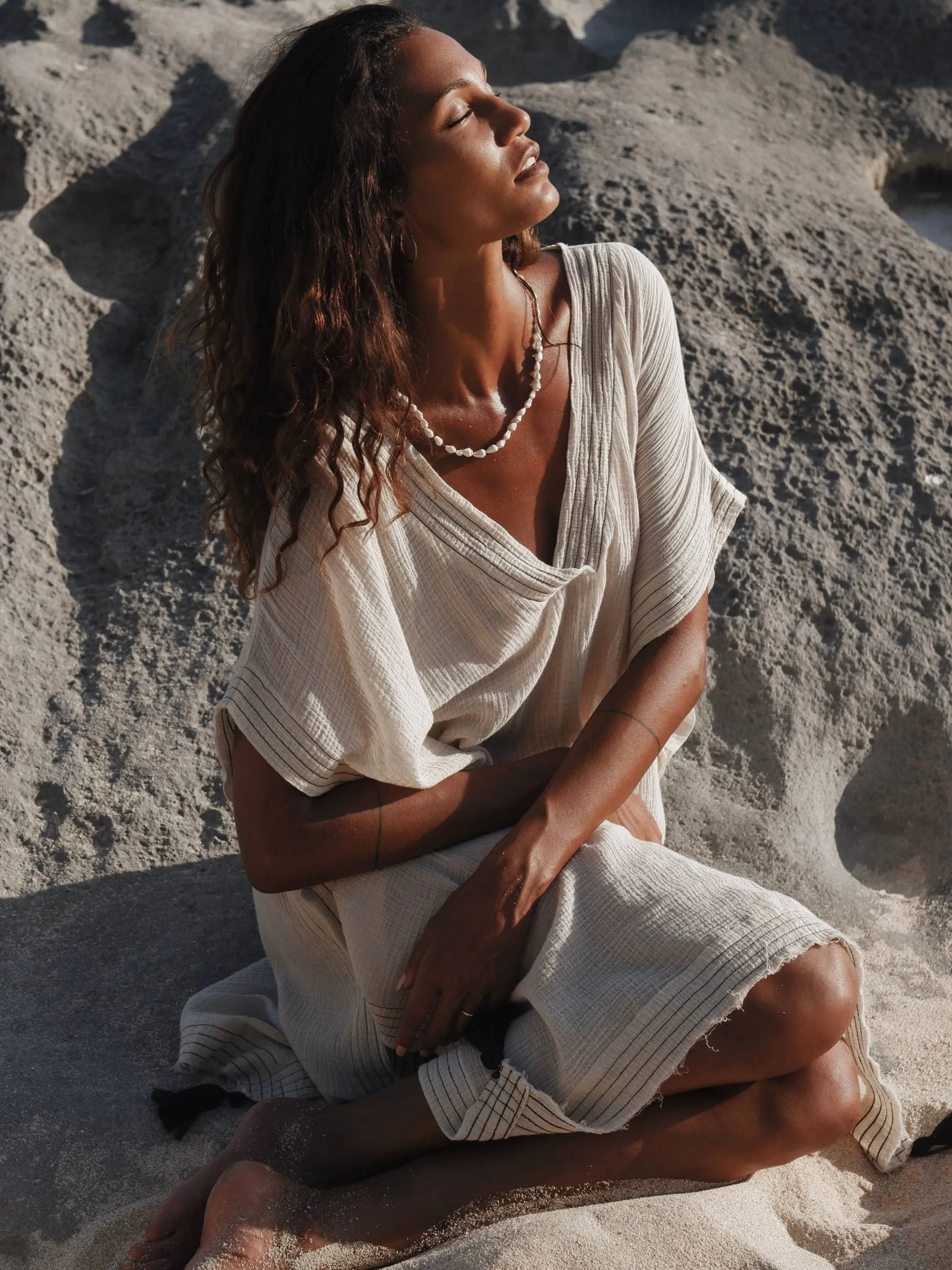 Ela Kaftan - Natural | 100% Turkish Organic Cotton Resortwear