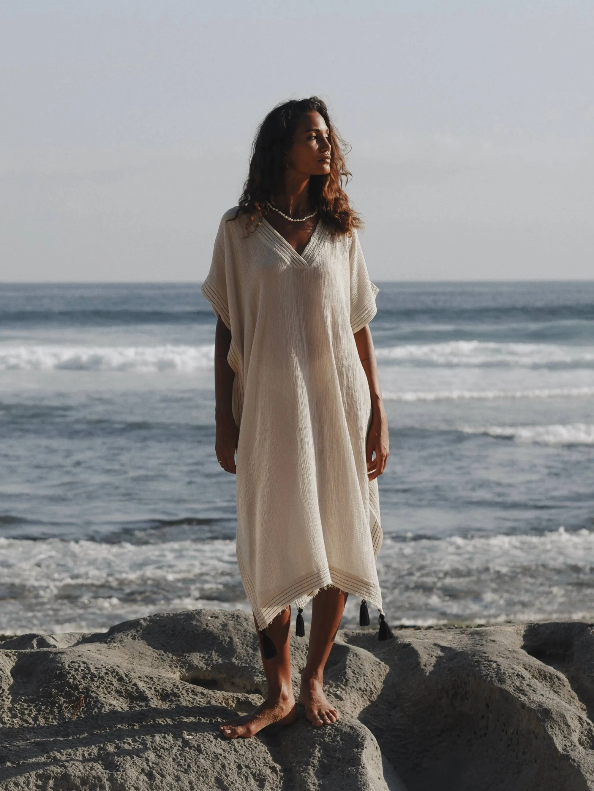 Ela Kaftan - Natural | 100% Turkish Organic Cotton Resortwear