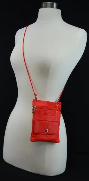 Elegance Look Cross Body Bag Leather Shoulder Purse w Zipper Pocket Many Colors!!!