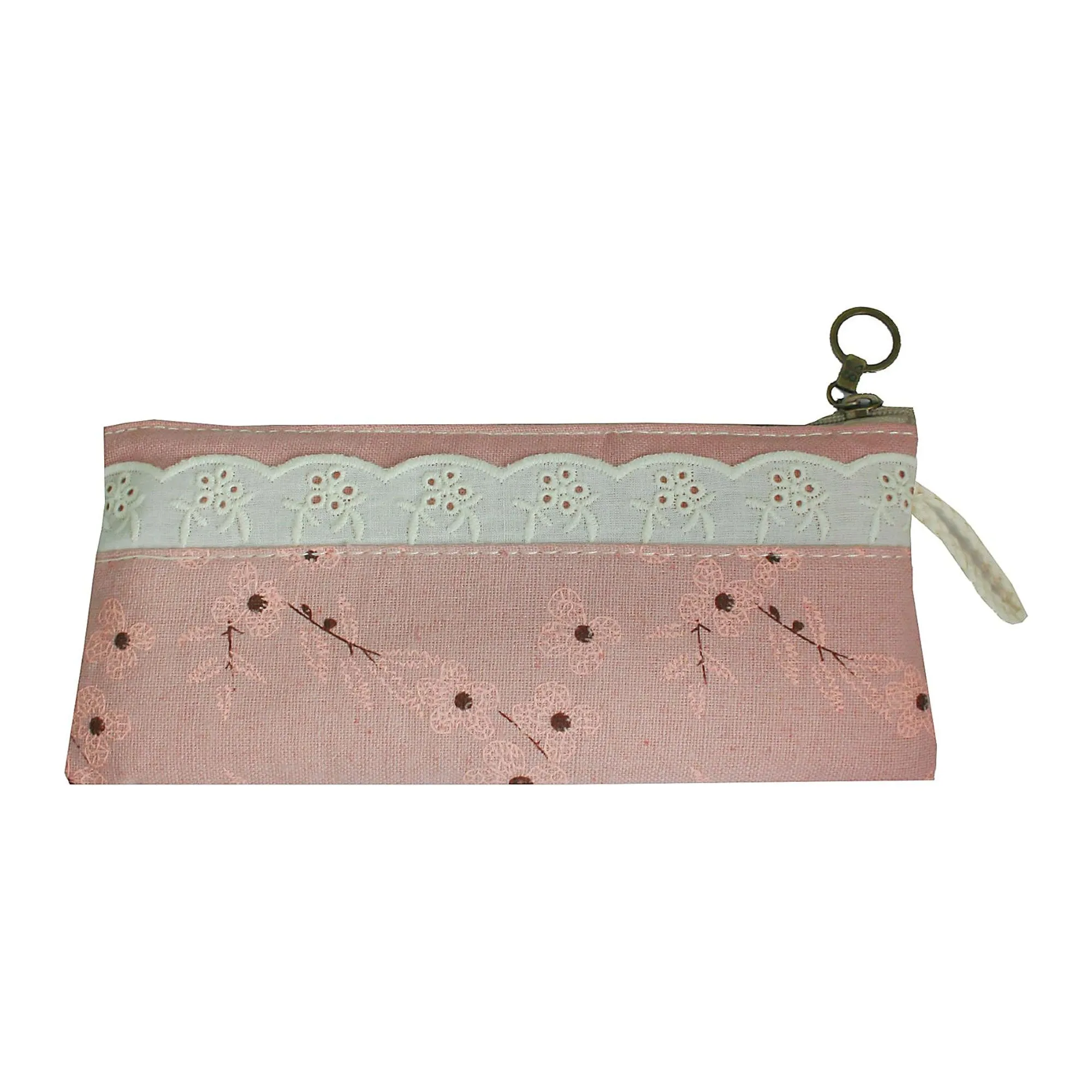 Elegant Floral Pencil Cases with Lace Trim - Assorted Colours