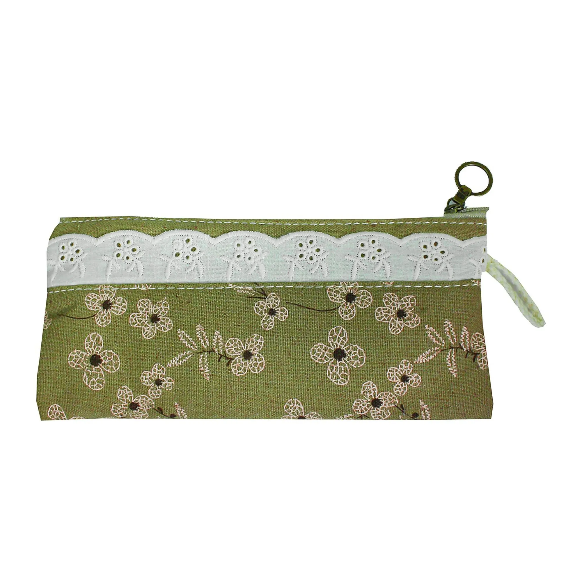 Elegant Floral Pencil Cases with Lace Trim - Assorted Colours