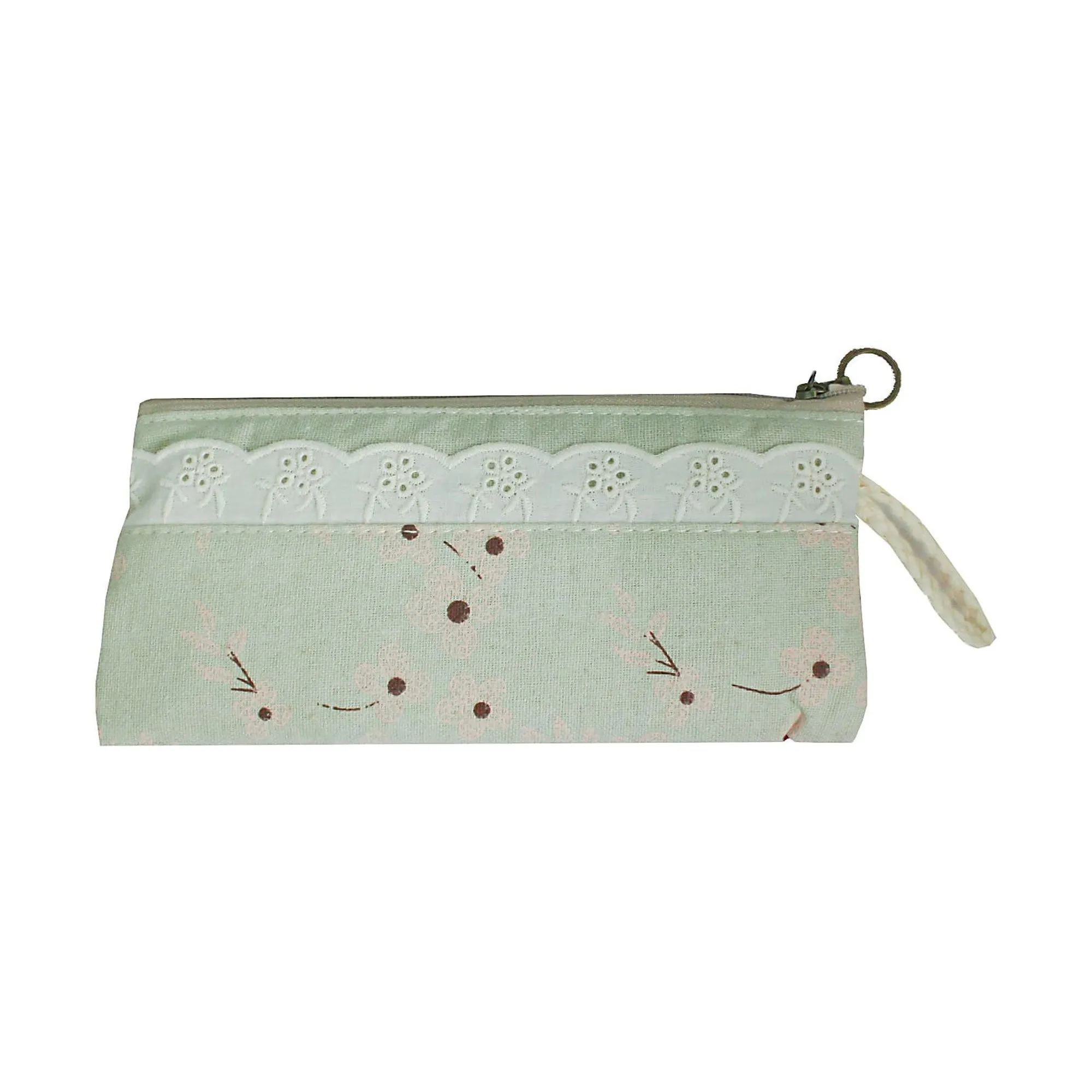 Elegant Floral Pencil Cases with Lace Trim - Assorted Colours