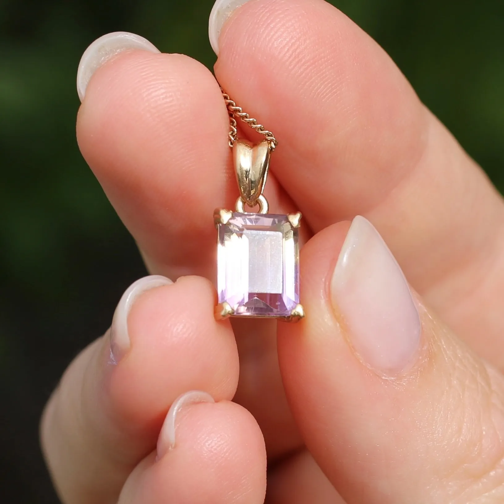 Emerald Cut Ametrine Pendant, 9ct Yellow Gold, 1.92g