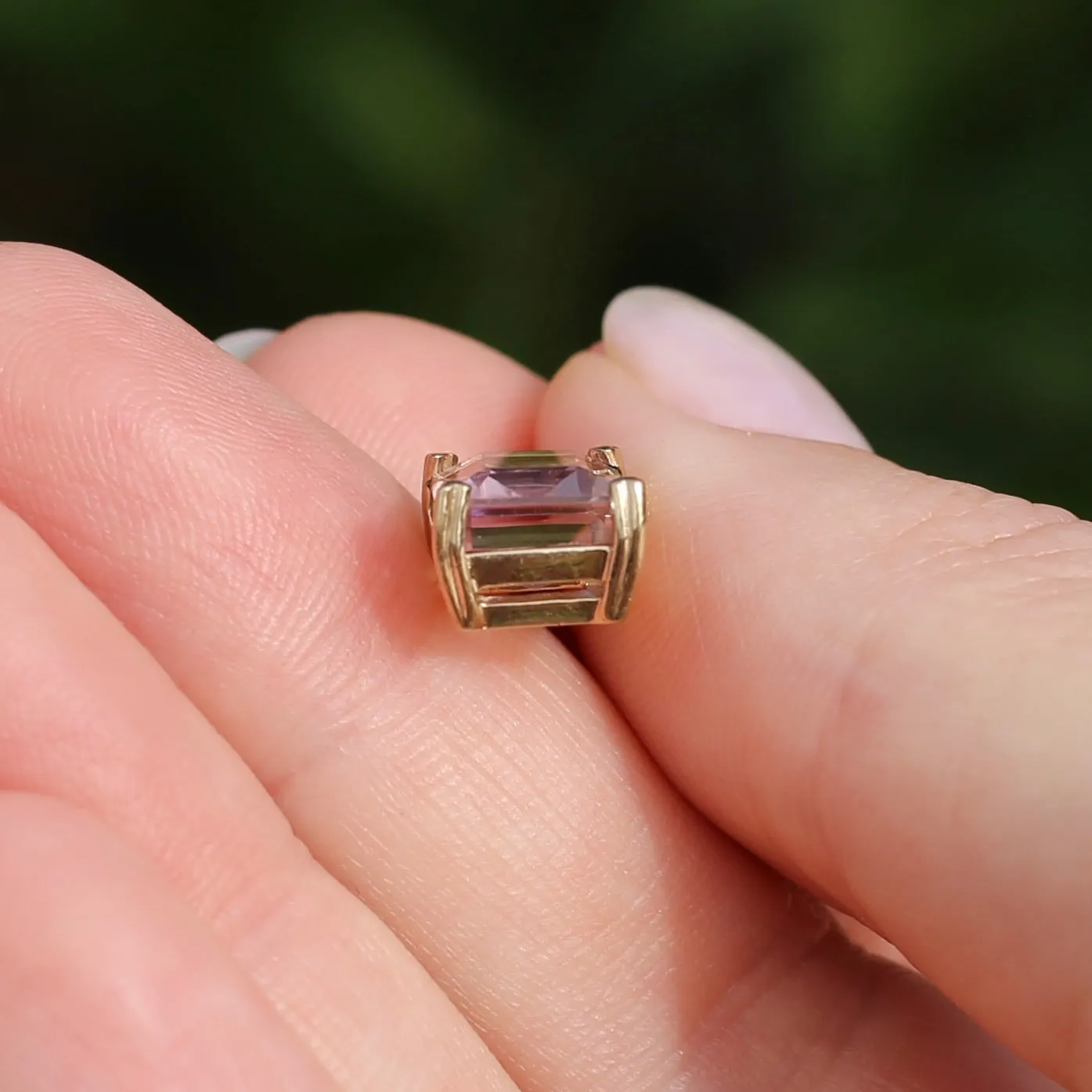 Emerald Cut Ametrine Pendant, 9ct Yellow Gold, 1.92g