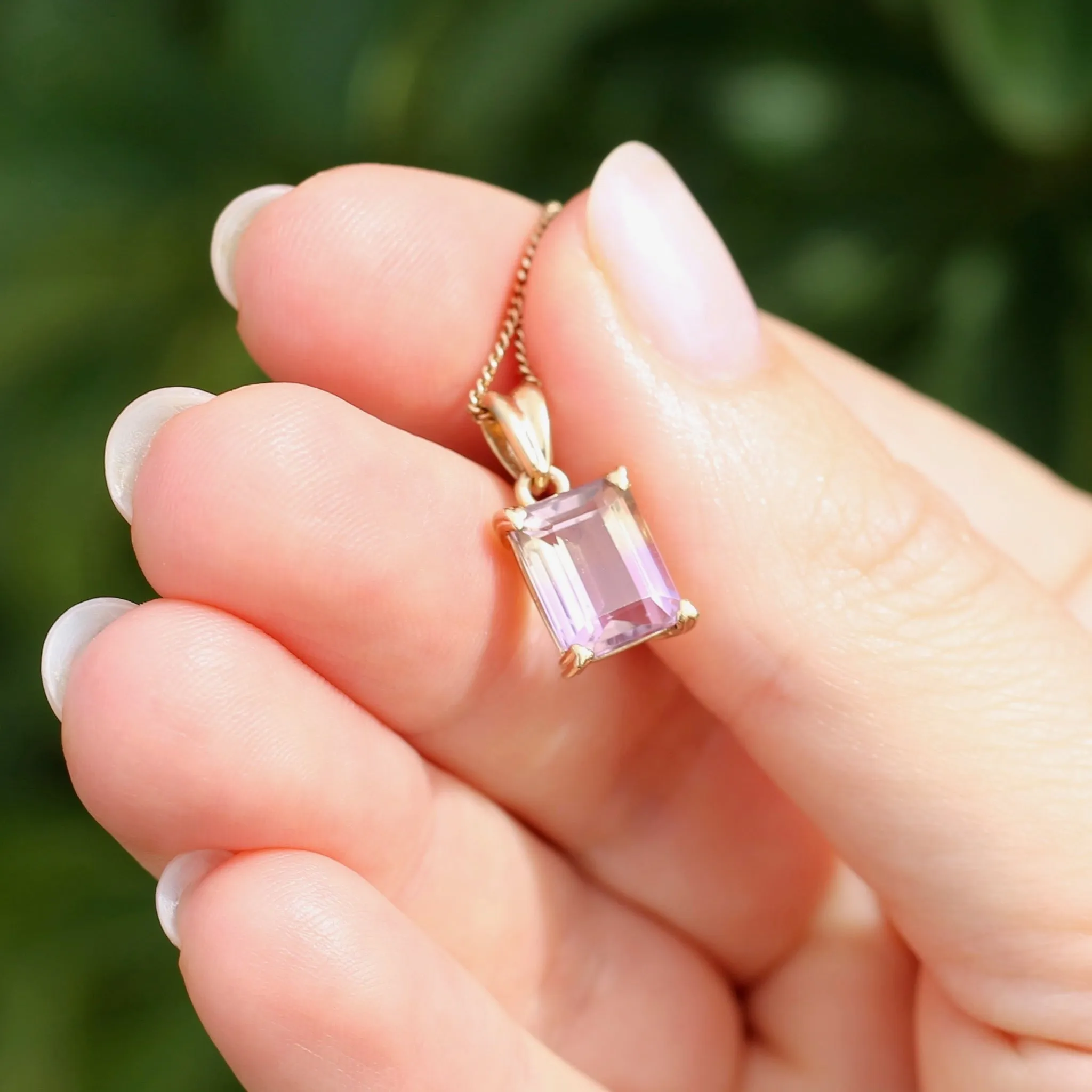 Emerald Cut Ametrine Pendant, 9ct Yellow Gold, 1.92g