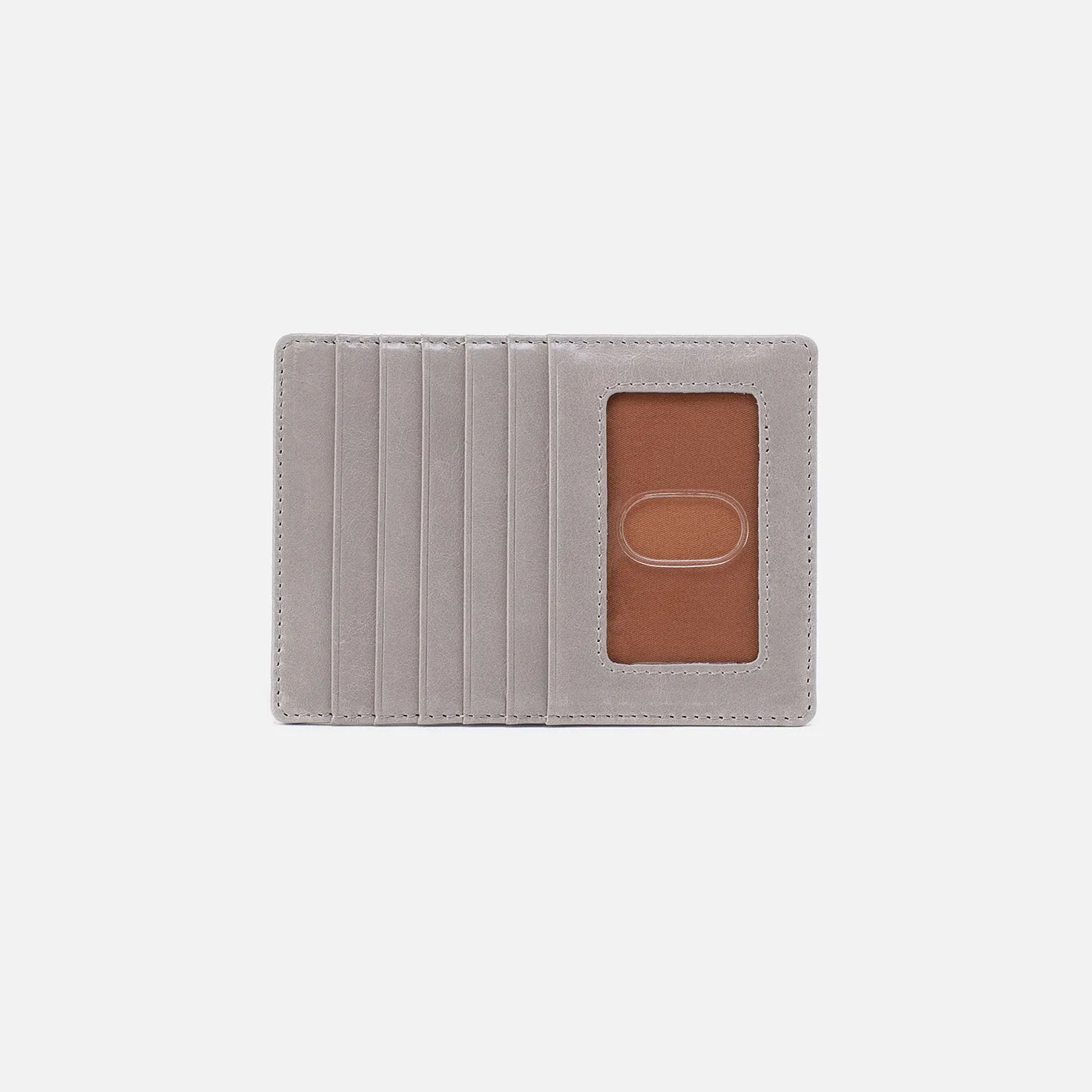 Euro Slide Card Case In Polished Leather - Light Grey