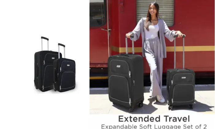 Expandable On Board Soft Luggage Suitcases 2 Piece