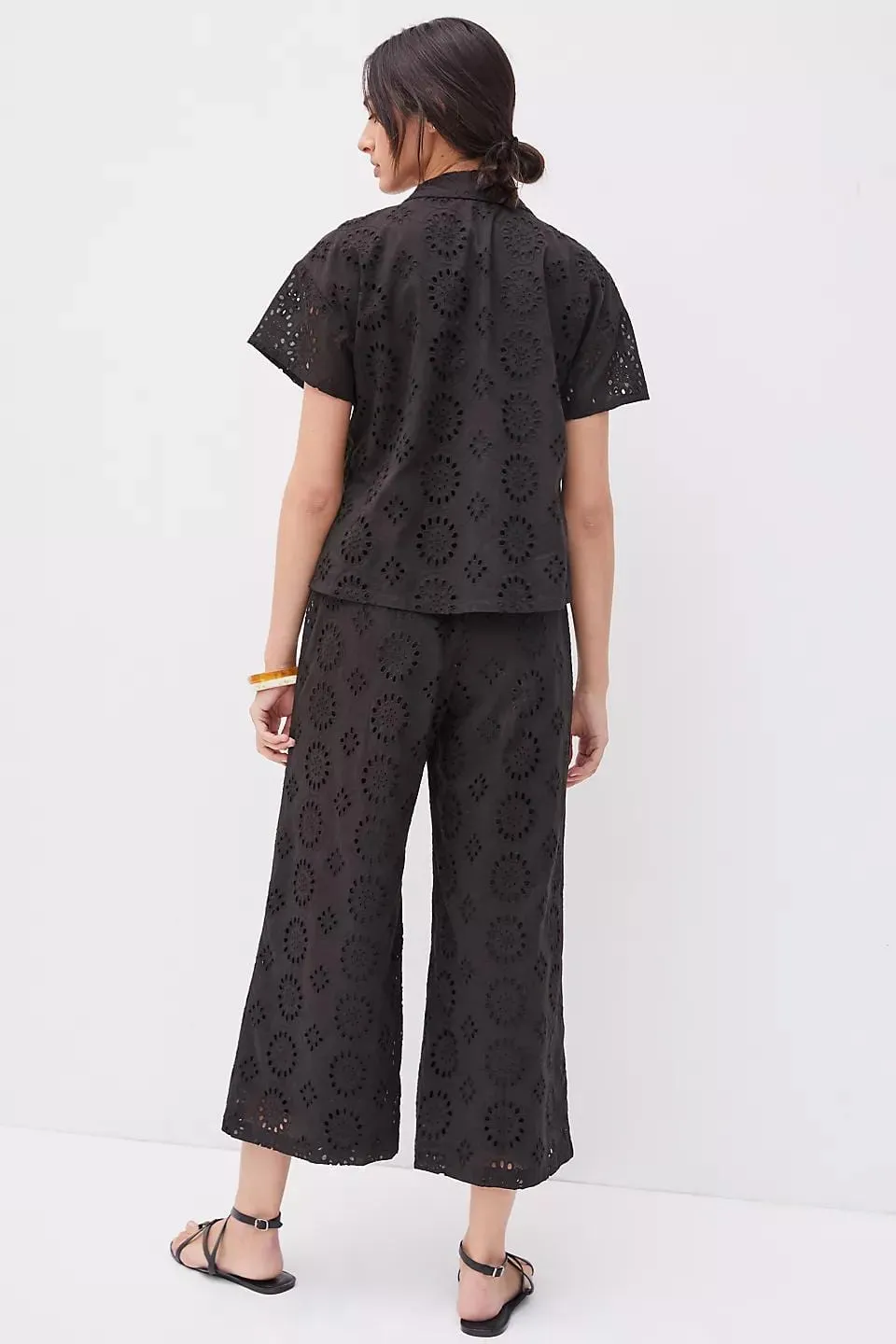 Eyelet Pant Set - Black