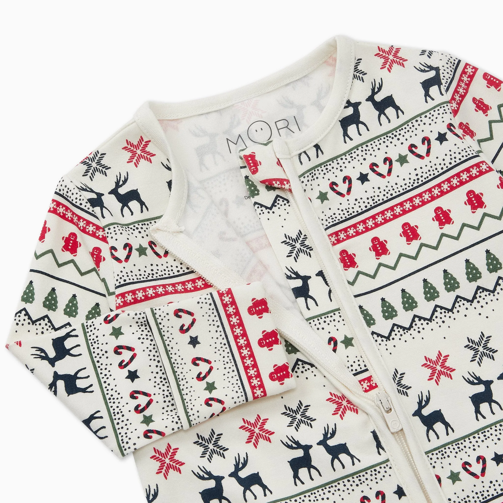 Fair Isle Print Clever Zip Baby Pajamas