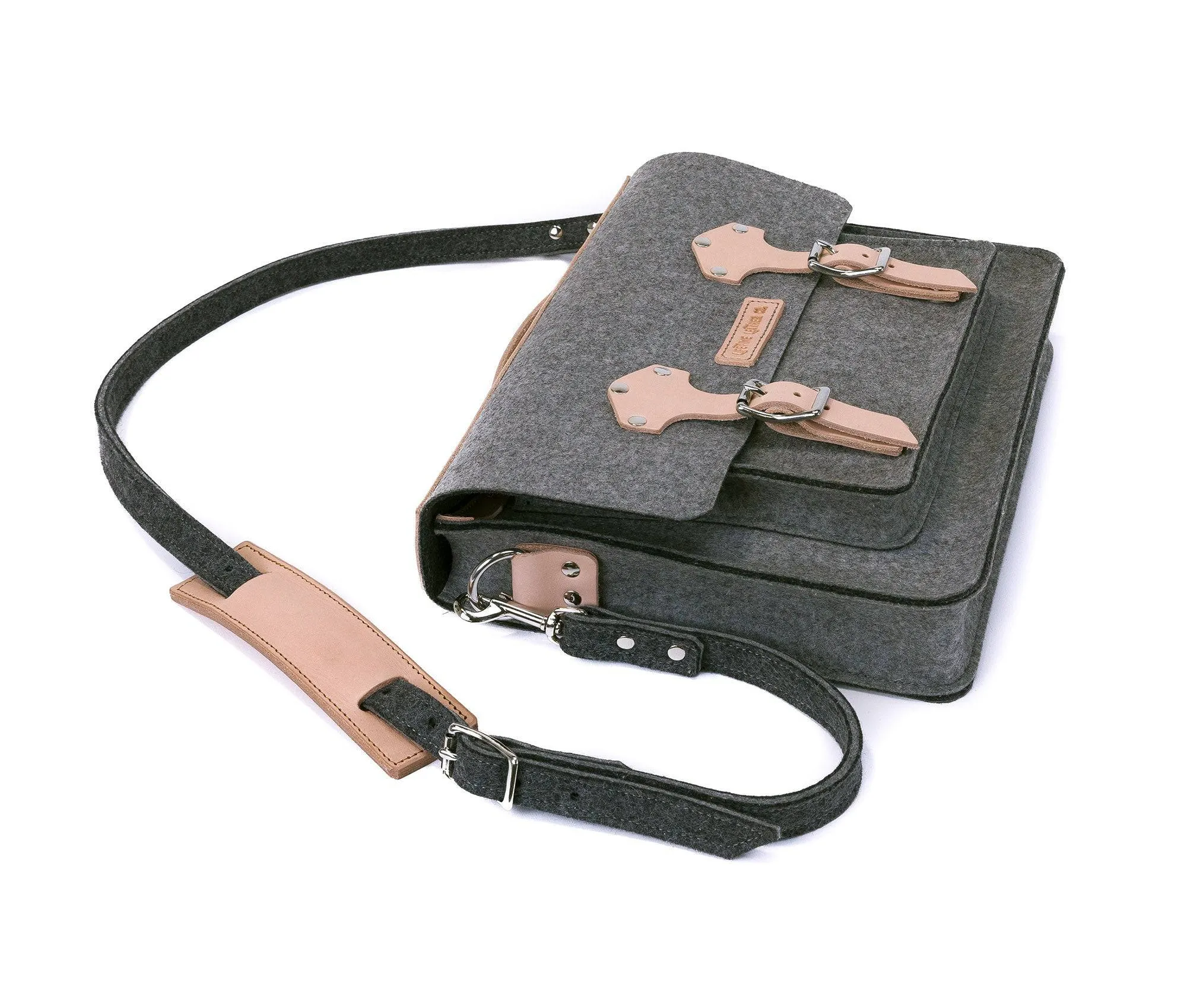 Felt & Leather Messenger Bag by Lifetime Leather Co