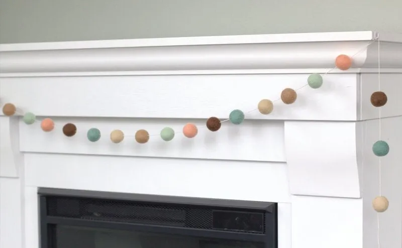 Felt Ball Garland- Teal, Peach, Seafoam, Brown