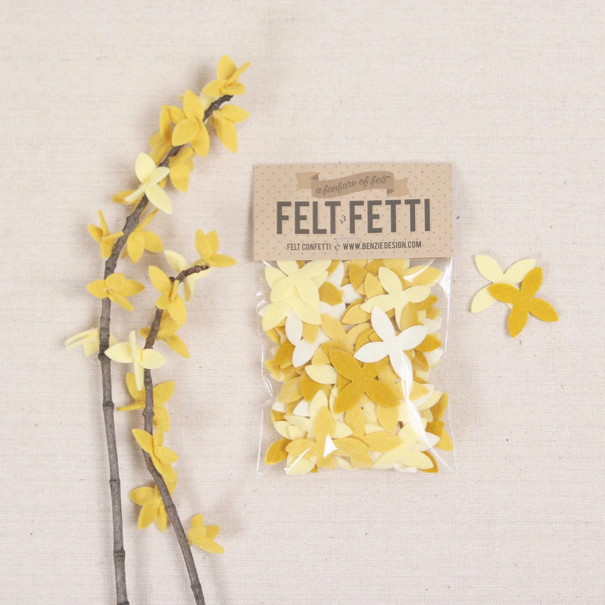 Felt-fetti Forsythia, die cut shapes