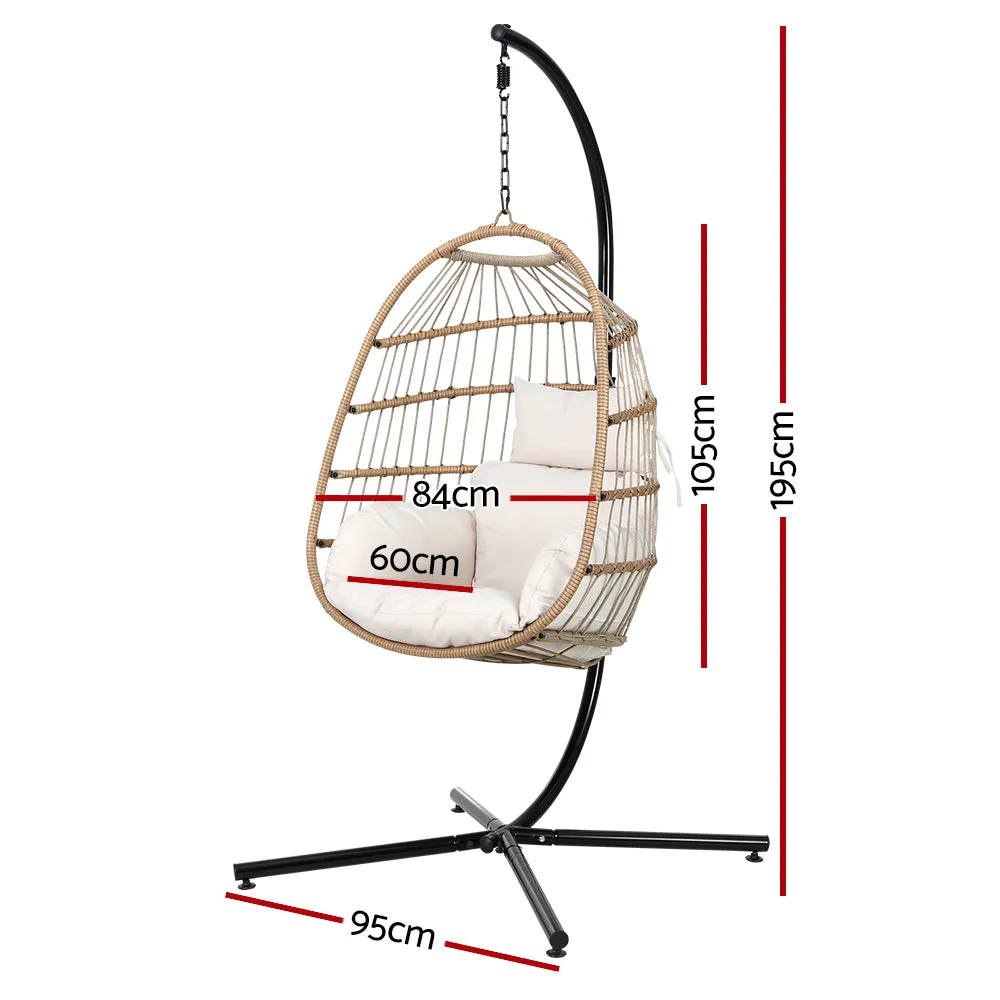 Foldable Resin Wicker Egg Swing Chair w/Stand - Gardeon