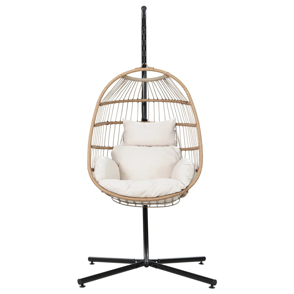 Foldable Resin Wicker Egg Swing Chair w/Stand - Gardeon