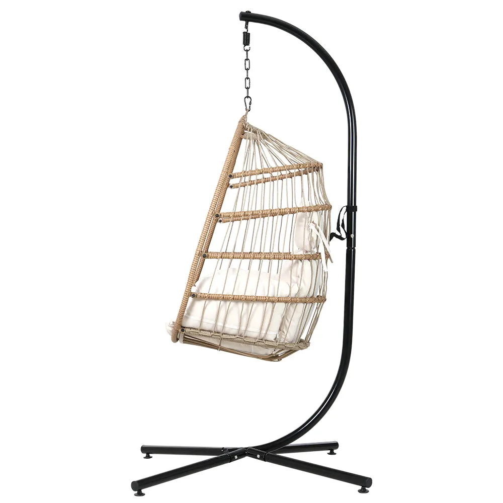 Foldable Resin Wicker Egg Swing Chair w/Stand - Gardeon