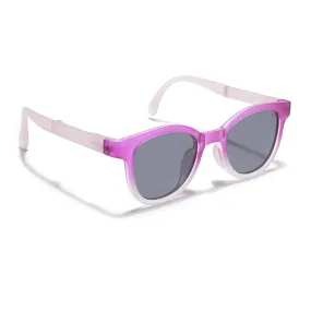 Foldable Round Polarized Sunglasses for Kids -6 yrs To 12 yrs (Black Lens | Magenta Frame - PMG5916)