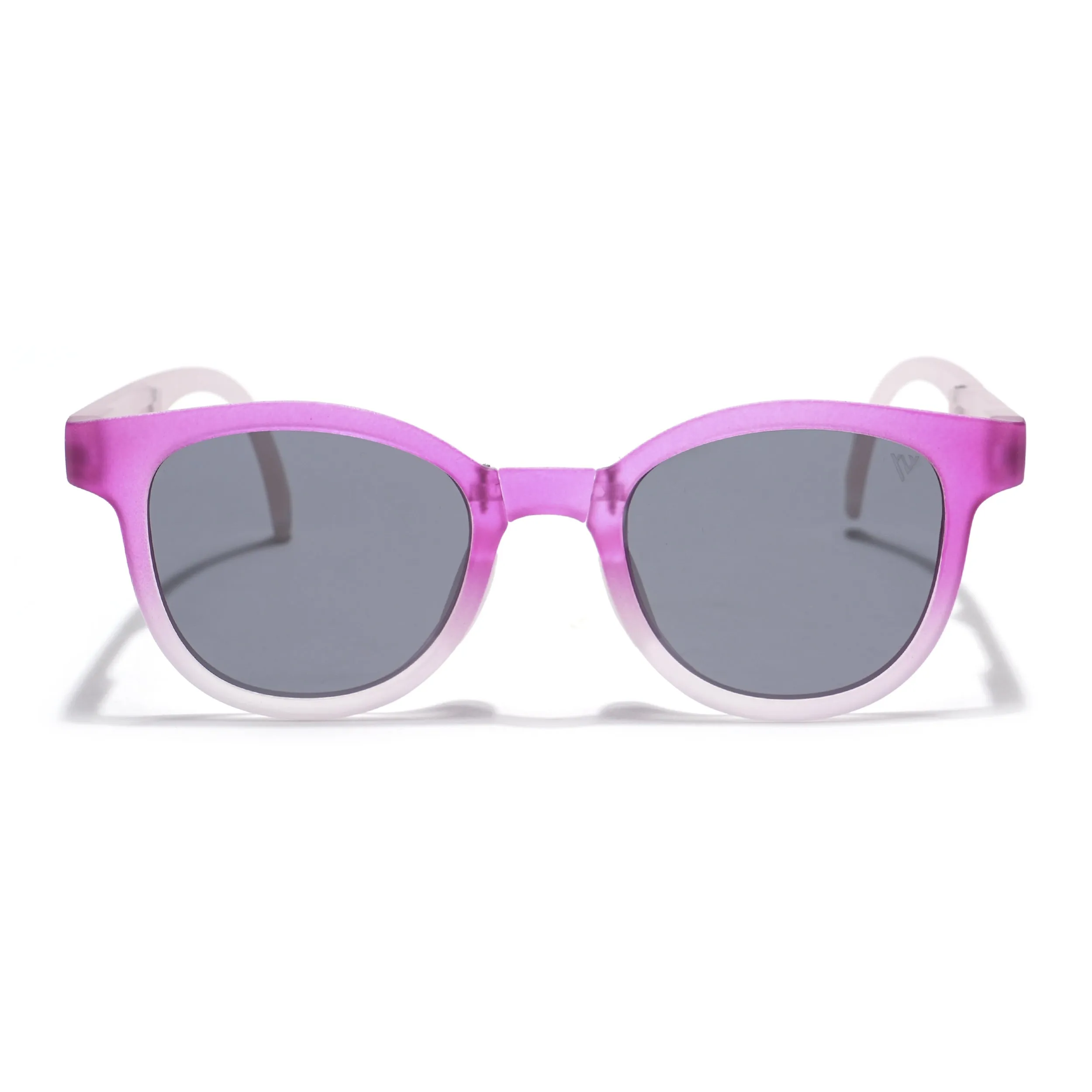 Foldable Round Polarized Sunglasses for Kids -6 yrs To 12 yrs (Black Lens | Magenta Frame - PMG5916)